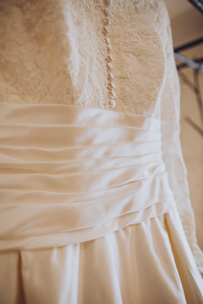 silk details of wedding dress