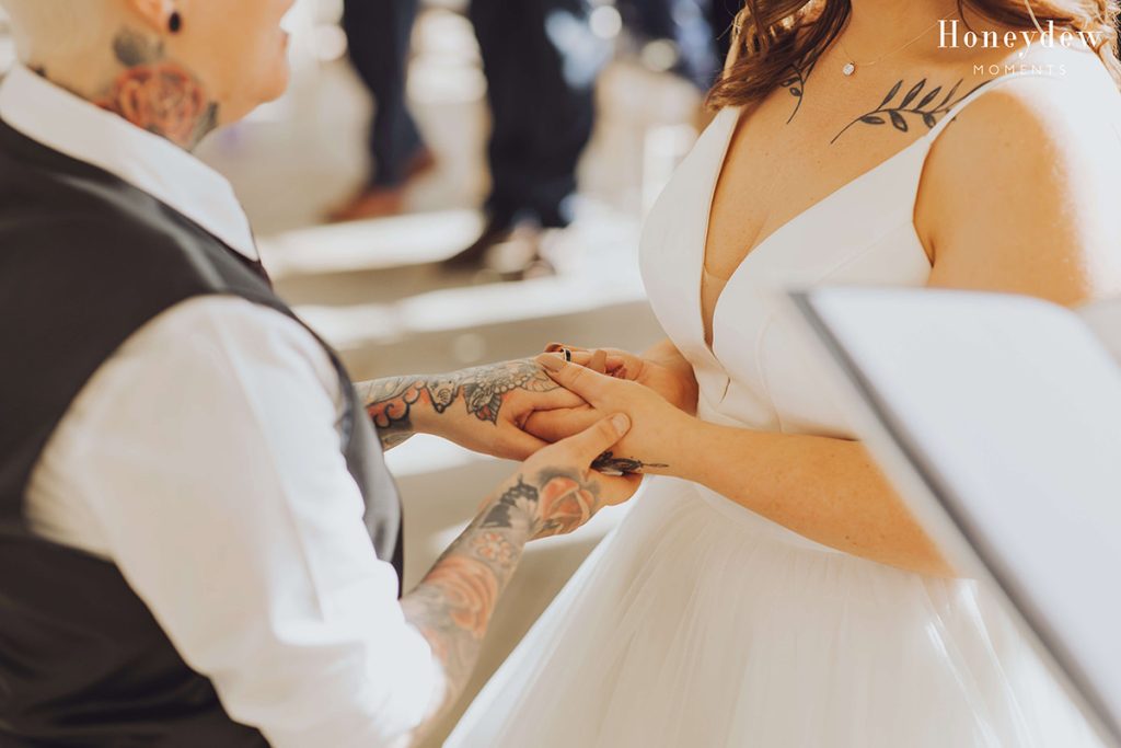 Lesbian wedding at Margam Orangery