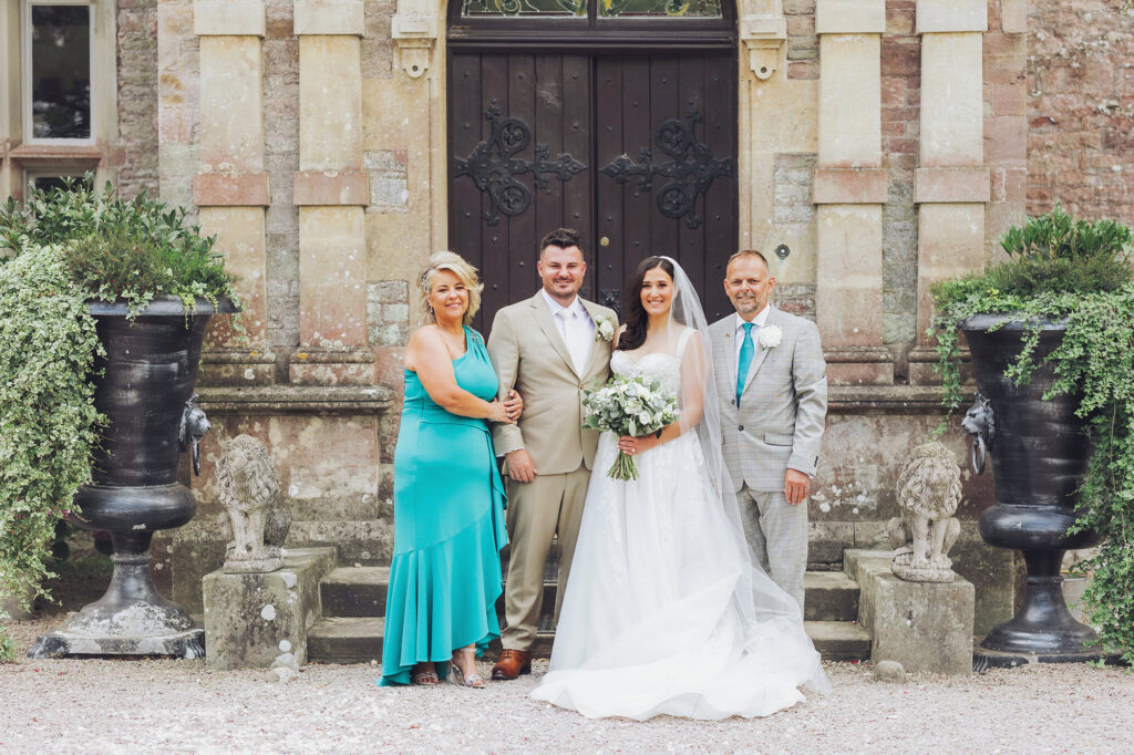 family photos at Cefn Tilla Court Summer Wedding