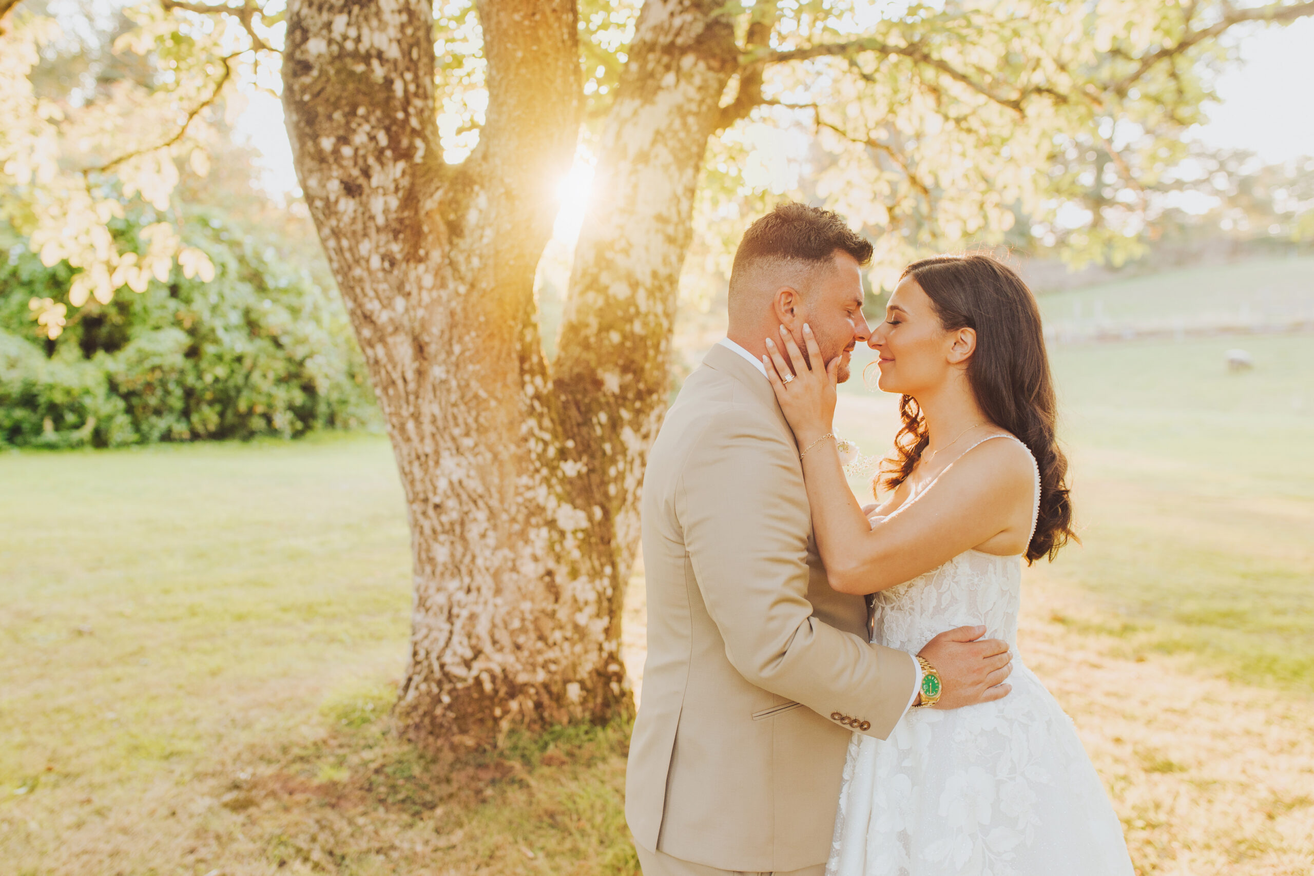 cefn tilla court golden hour wedding couple